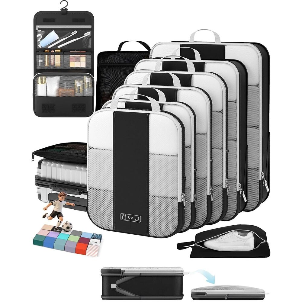10 Set Compression Packing Cubes for Travel Essentials,Compressible
